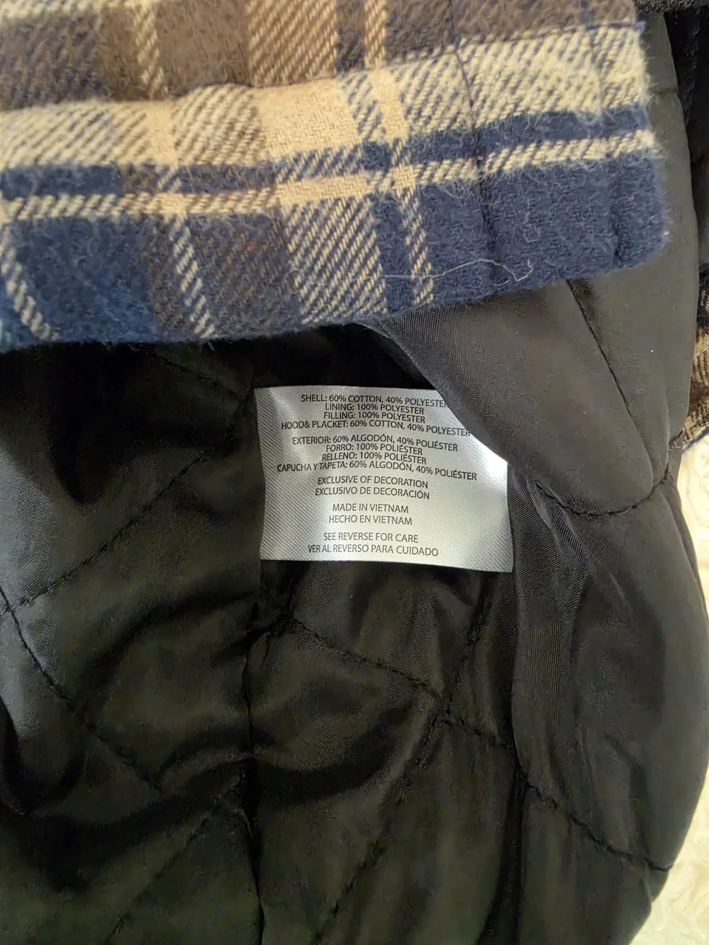 Eddie Bauer Navy and Olive Plaid Hooded Shacket